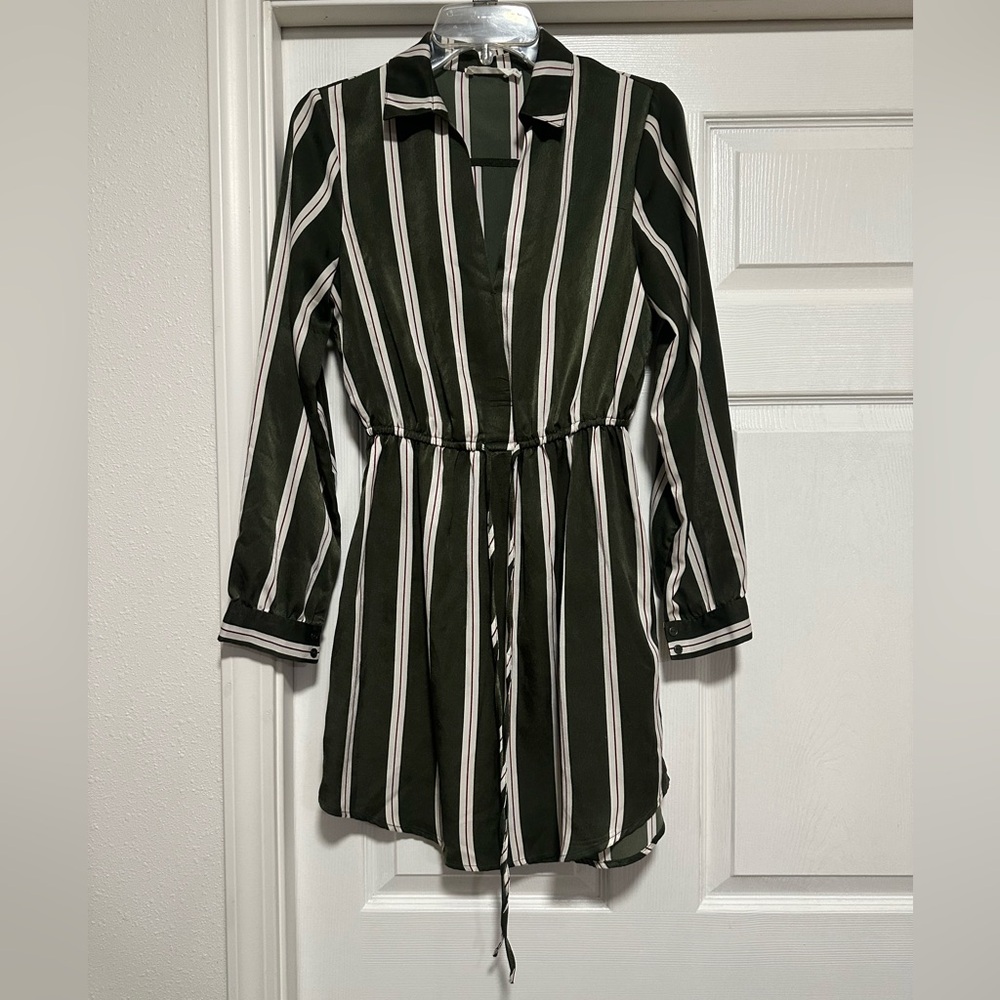 Olive Green & White Lush Dress